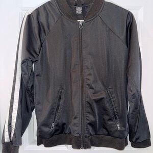 Black Track Jacket with White Stripe